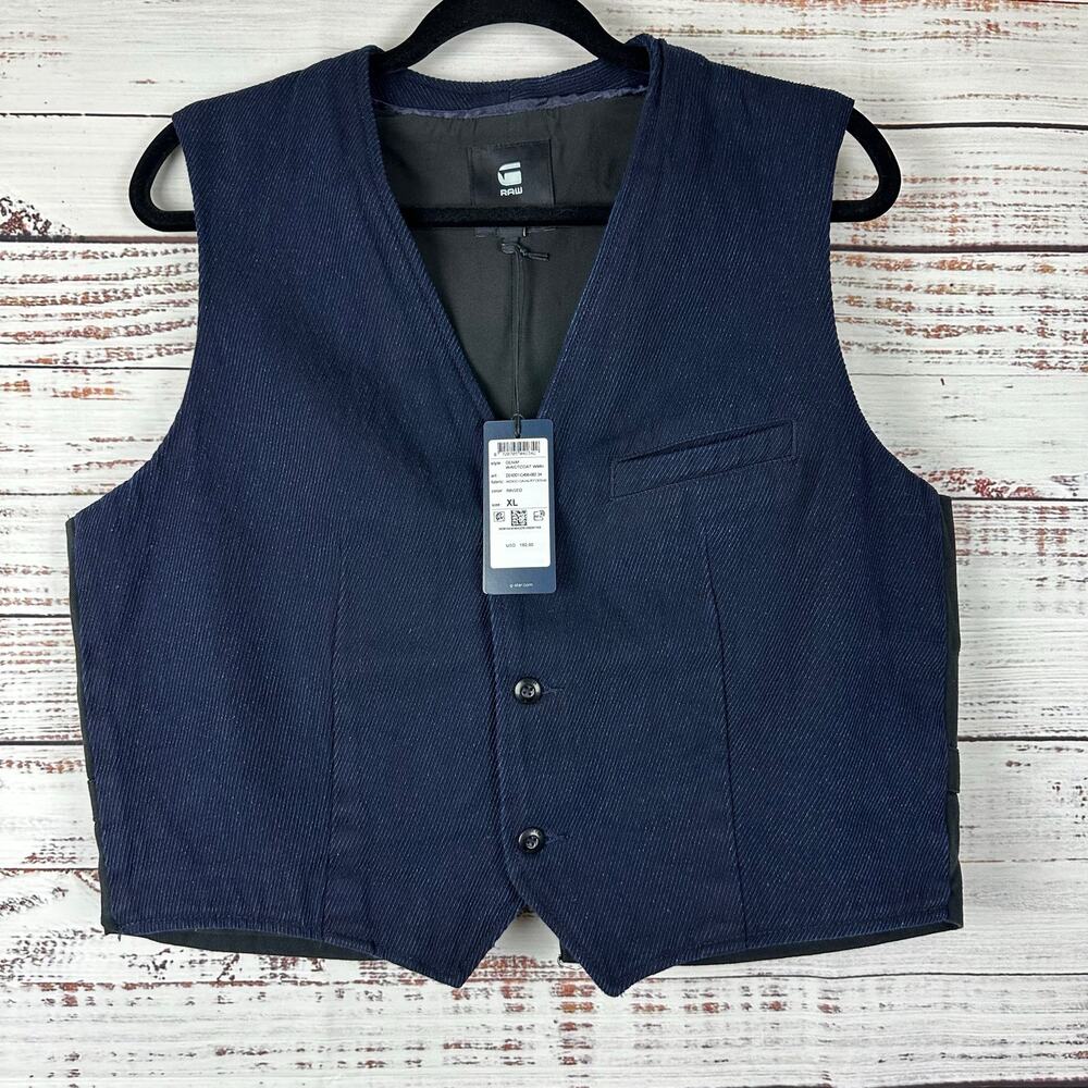 G-Star NWT Denim Waistcoat Vest Indigo Cavalry Blue Cotton Rinsed Womens Sz XL
